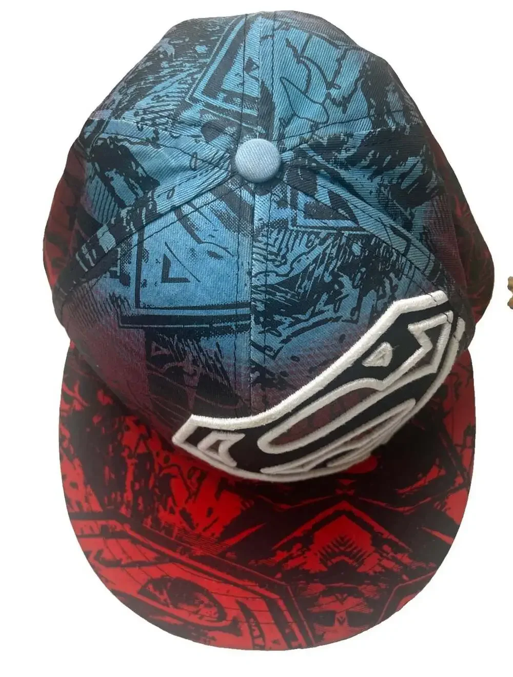 VTG Superman DC Comics Hat Ball Cap Adult Medium Flat Bill Red Blue Graphic RARE